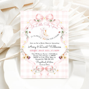 Invitation Folle Oie Bébé Rose Arc-en-ciel Editable