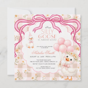 Invitation Folle Oie Rose À Carreaux De Coton À Nœud De Daisy