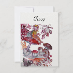 Invitation FOLLET MAGIQUE DE CHAMPIGNONS Imaginaire blanc rou