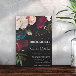 Invitation Foncé Moody Bourgogne Bleu Bleu Rose Noir Floral