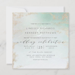 Invitation Fond Abstrait Aqua Ombre avec Parties scintillant