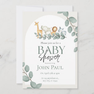 Invitation Fond aquarelle pour Baby Shower Safari 