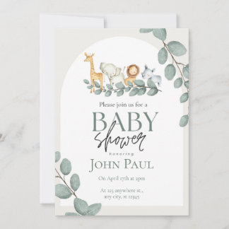 Invitation Fond aquarelle pour Baby Shower Safari