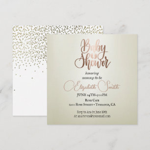 Invitation Fond argenté, confettis, baby shower