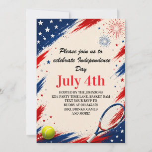 Invitation Fond artistique de tennis pour la fête de l'Indépe