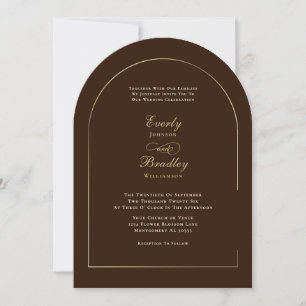 Invitation Fond Brun Chocolat Arch Voûte Mariage Automne