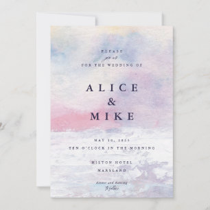 Invitation Fond d'aquarelle rose et violet abstrait Invit