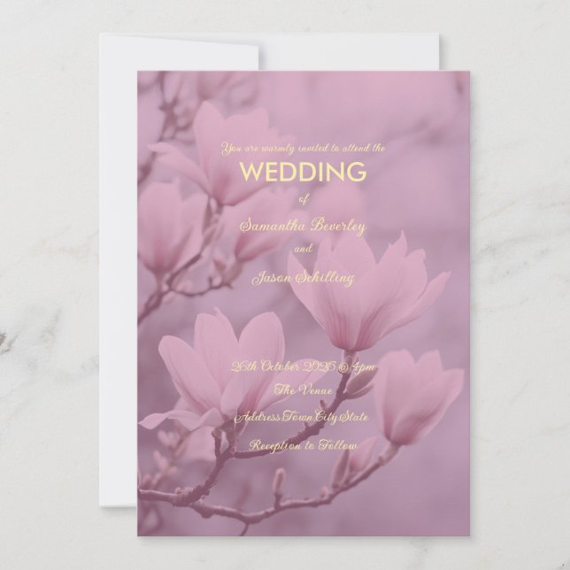 Invitation Fond de magnolia rose et blanc classique  (Devant)