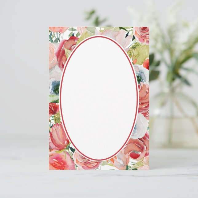 Invitation Fond de mariage floral orange et rouge vierge    (Debout devant)