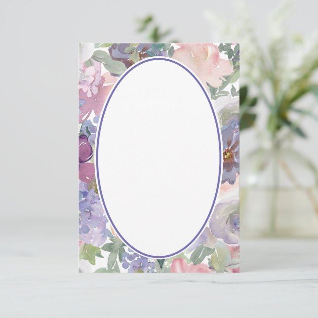 Invitation Fond de mariage floral rose et violet vierge (Debout devant)