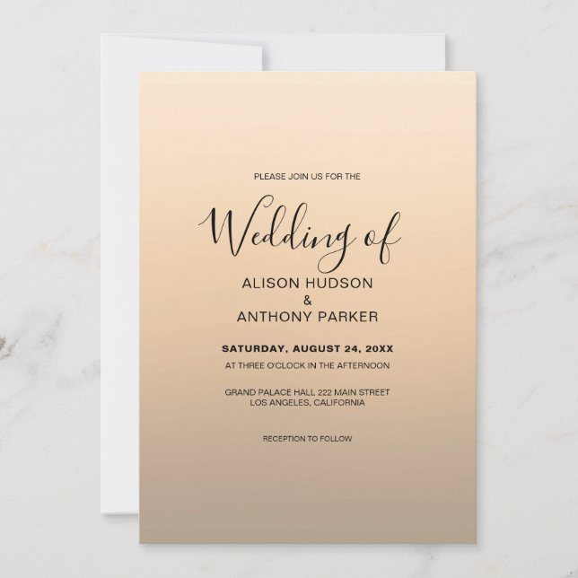 Invitation Fond de mariage ombré beige (Devant)