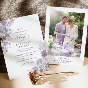 Invitation Fond de photo floral lavande Élégant Mariage