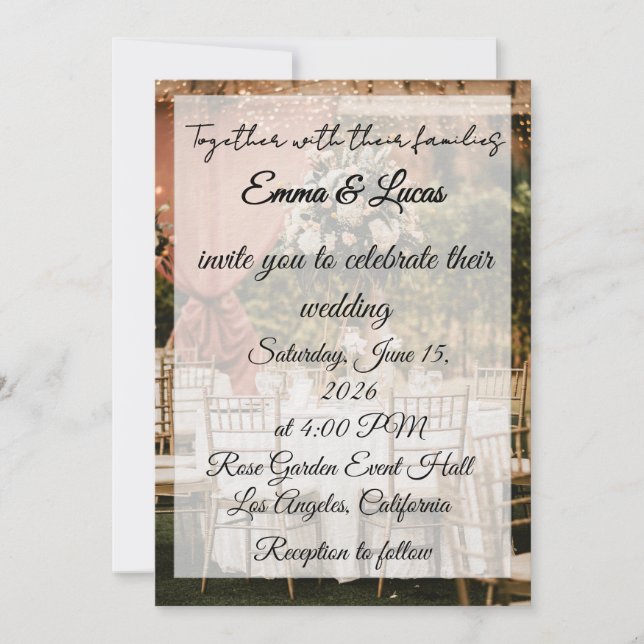Invitation Fond de table de réception de mariage en plein air (Devant)
