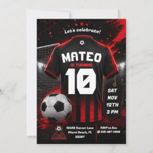 Invitation Fond d'invitation d'anniversaire de football rouge