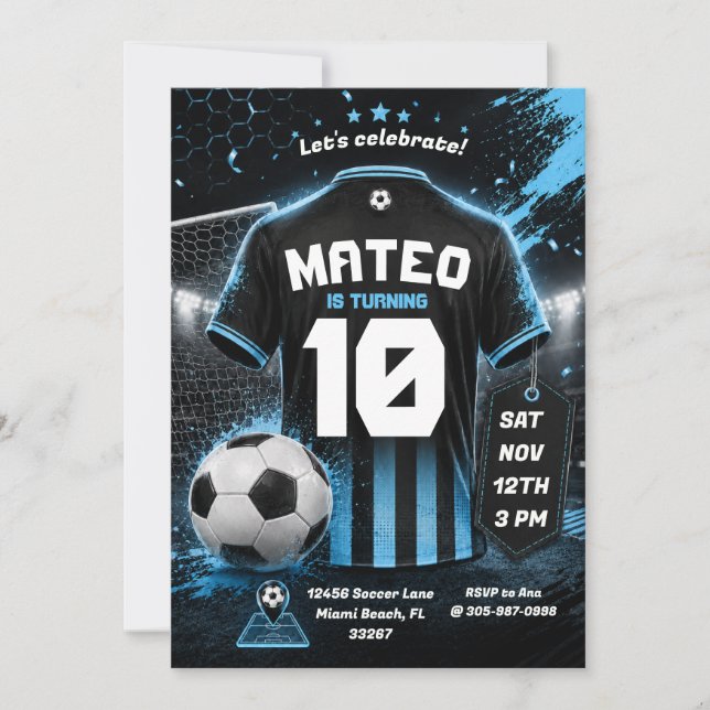 Invitation Fond d'invitation d'anniversaire de maillot de foo (Devant)