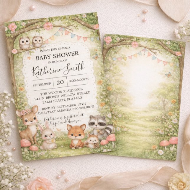 Invitation Fond d'invitation pour Baby Shower Animaux de la F (Créateur téléchargé)