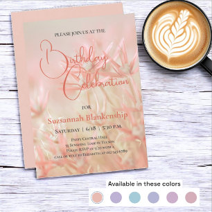Invitation Fond floral orange pastel pour fête d'anniversaire