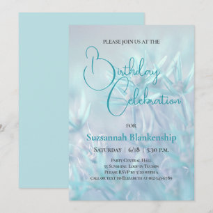 Invitation Fond floral sarcelle pastel pour fête d'anniversai