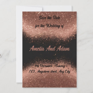 Invitation Fond noir personnalisable rose gold