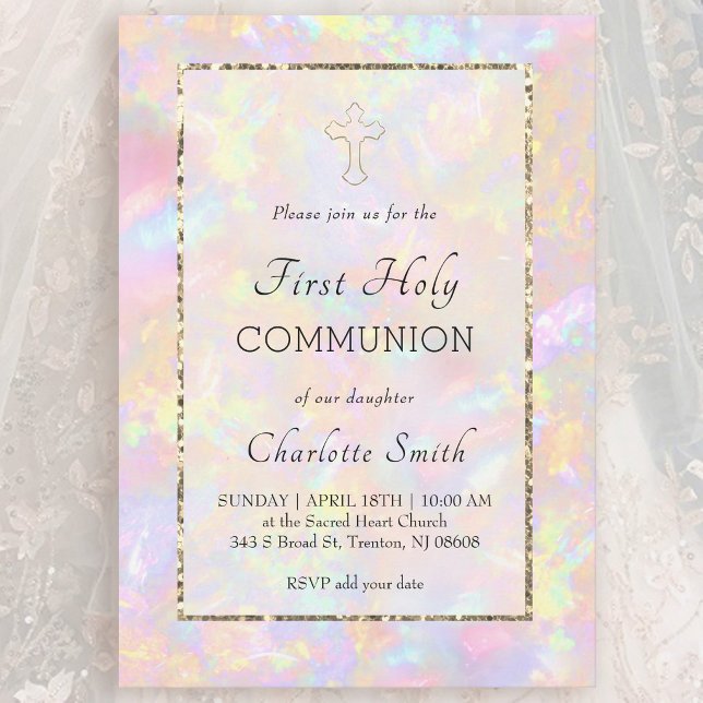 Invitation fond opale Première Communion   (Créateur téléchargé)