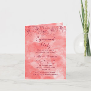 Invitation fond rouge minimaliste mariage fiançailles