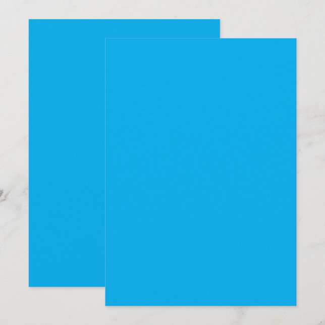 Invitation Fond uni bleu cyan  (Devant / Derrière)