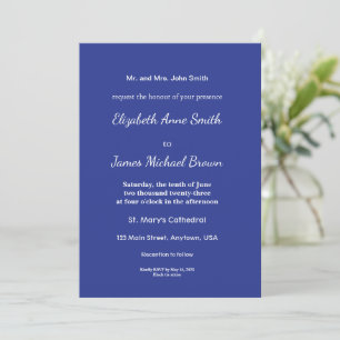 Invitation Fond uni bleu foncé Design minimaliste audacieux