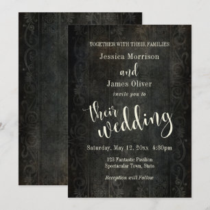 Invitation Fond Vintage Foncé, Typographie 30 Mariage
