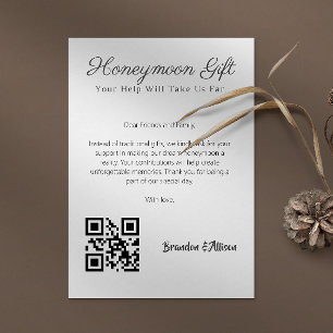 Invitation Fonds de lune de miel Registre Mariage Cadeau Qr C