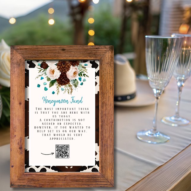 Invitation Fonds de lune de miel Turquoise Fleurs sauvages de (Western Wildflowers Turquoise Honeymoon Fund sign)