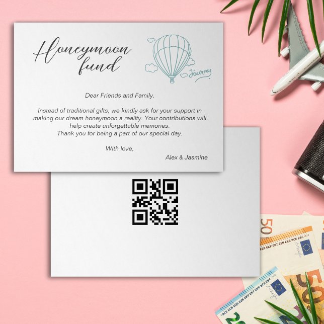 Invitation Fonds Lune de Miel Code Qr Fonds de Voyage Demande (Honeymoon Fund Wedding Registry Gift Qr Code Invitation)
