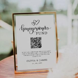 Invitation Fonds Lune de Miel Moderne QR Code Sign, Mariage