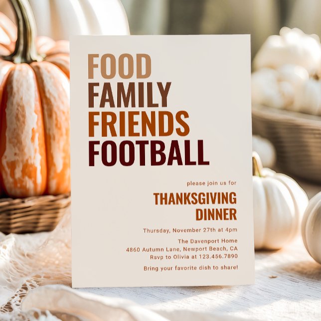 Invitation Food Family Friends Football Thanksgiving Dîner (Créateur téléchargé)