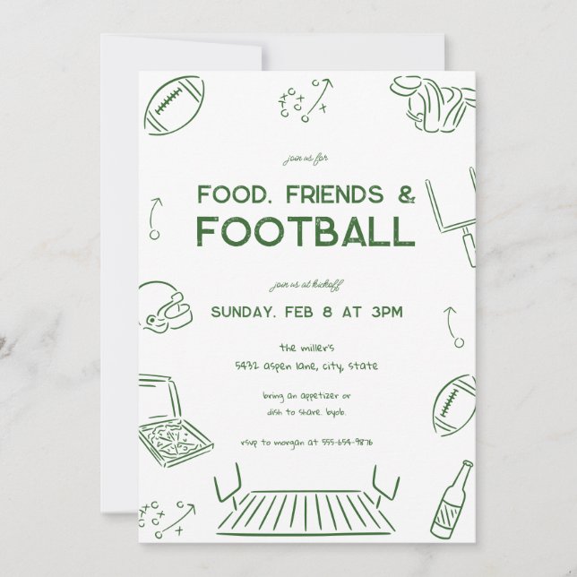 Invitation Food Friends Football Championship Watch Party  (Devant)
