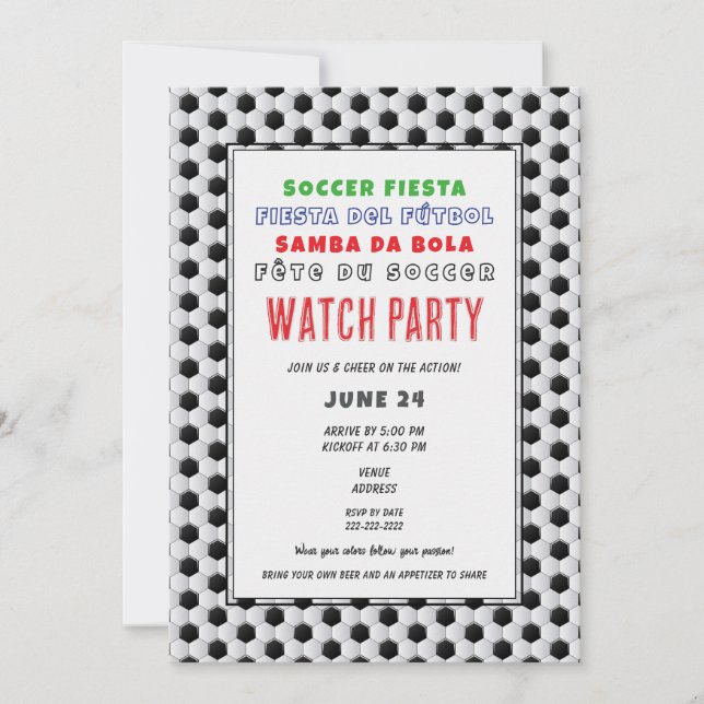 Invitation Foot Futbol Bola 2026 BYOB Soirée de diffusion (Devant)