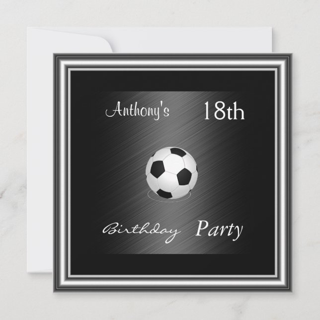 Invitation Football 18e anniversaire fête argent (Devant)