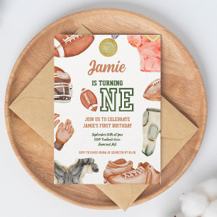 Invitation Football 1er Anniversaire Garçons Aquarelle