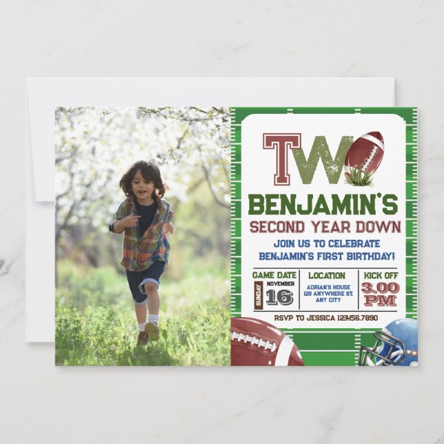 Invitation Football 2e année photo bas Anniversaire (Devant)