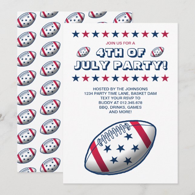 Invitation Football 4 juillet (Devant / Derrière)