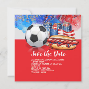 Invitation Football 4 juillet Jour de l'Indépendance Amérique