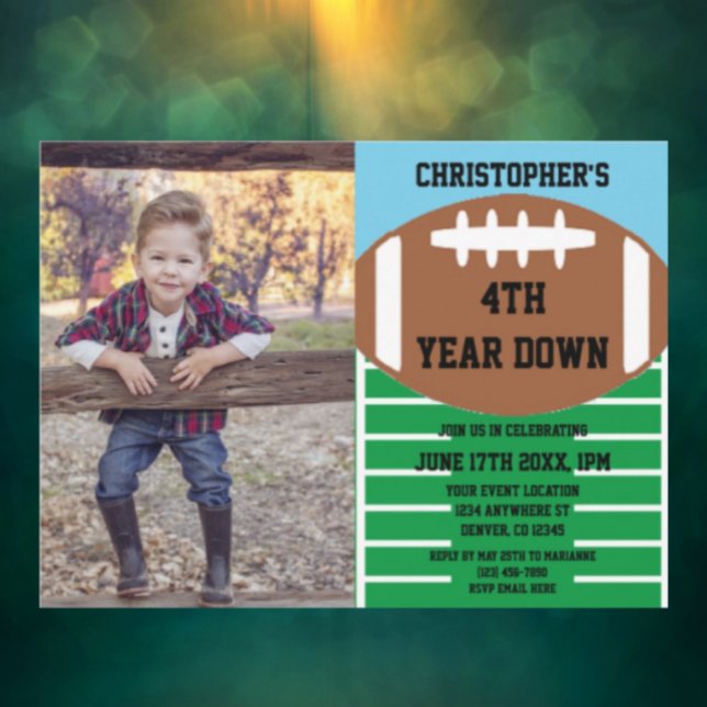 Invitation Football 4e année de bas anniversaire (Créateur téléchargé)