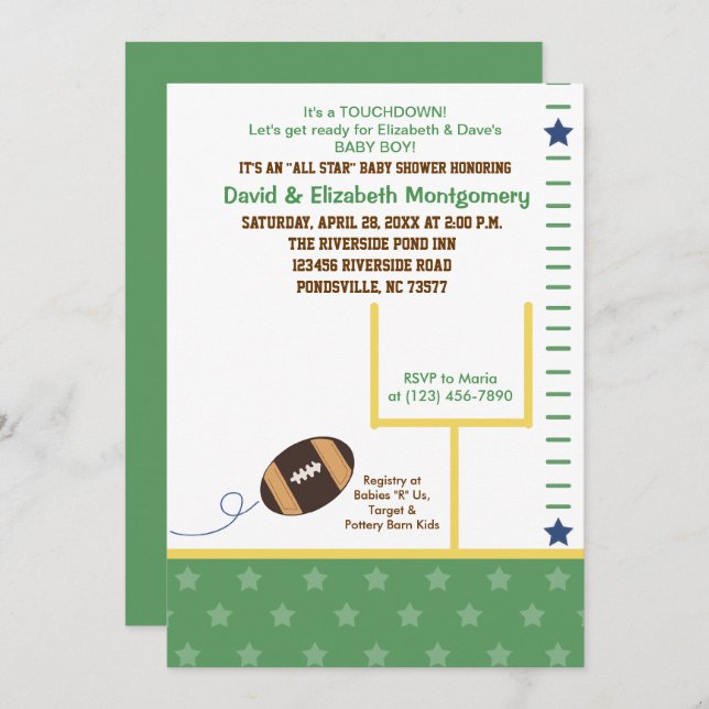 Invitation Football All Star Sports Thème Baby shower Invitat (Devant / Derrière)