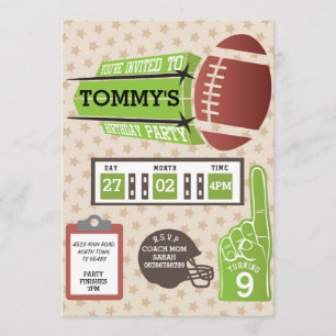 Invitation Football américain Anniversaire de la fête Sports 