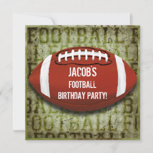 Invitation Football Anniversaire fête Vintage Green Grunge