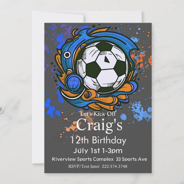 Invitation Football Anniversaire, Football Anniversaire, Foot (Devant)