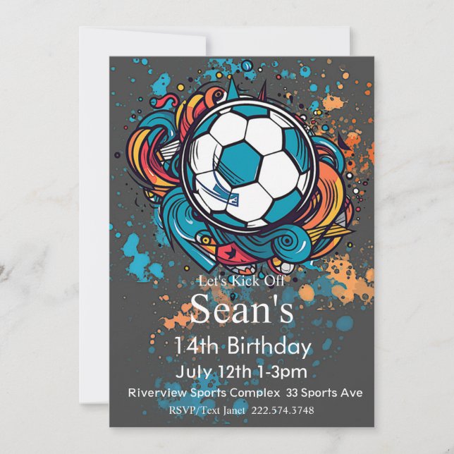 Invitation Football Anniversaire, Football Anniversaire, Foot (Devant)