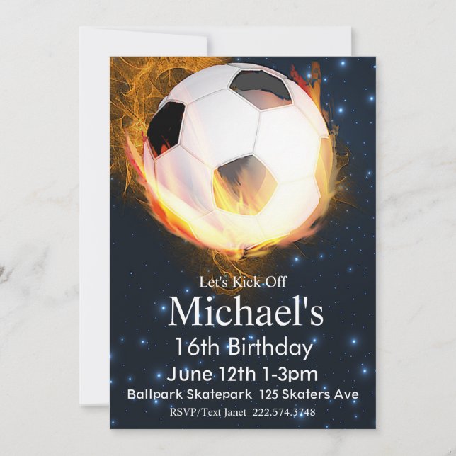Invitation Football Anniversaire, Football Anniversaire, Foot (Devant)