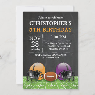 Invitation Football Anniversaire Party Gold Jaune violet
