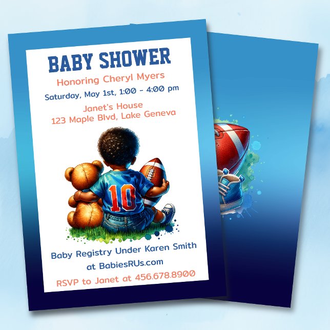 Invitation Football Baby Boy avec Baby shower Teddy (Créateur téléchargé)