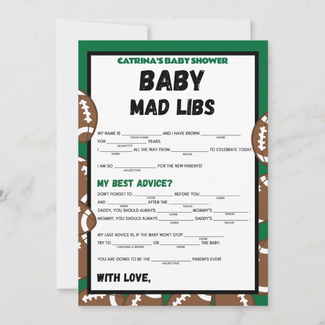 Invitation Football Baby shower Jeu, Soccer - Nom modifiable, (Devant)